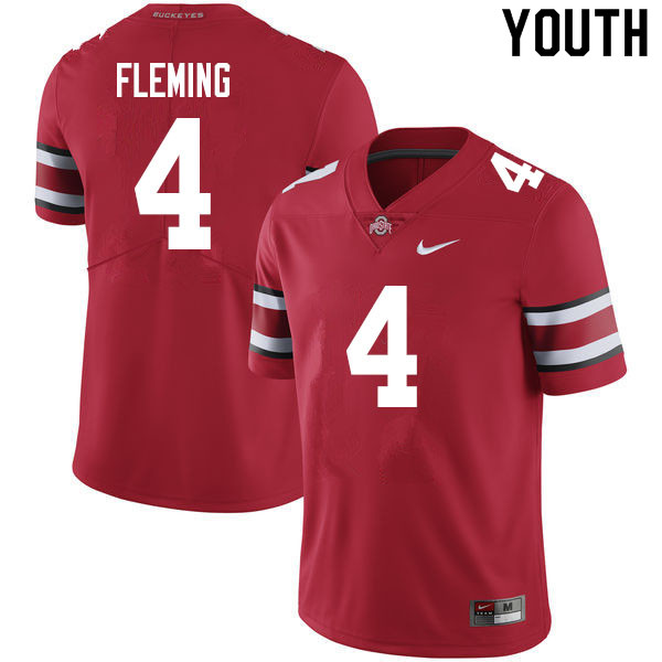 Ohio State Buckeyes Julian Fleming Youth #4 Scarlet Authentic Stitched College Football Jersey